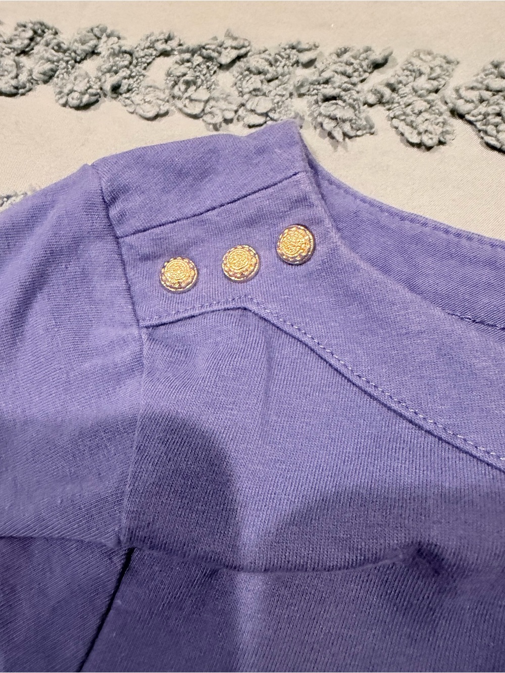 White House Black Market Royal Blue Short Sleeve Top with Shoulder Studs - Picture 6 of 8